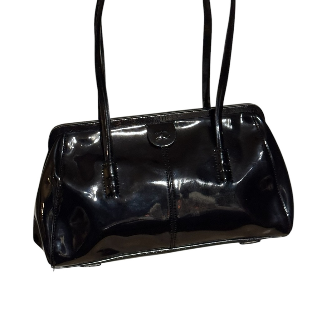 Elegant Black Patent Leather ALFANI Small Women's Handbag Purse Bag